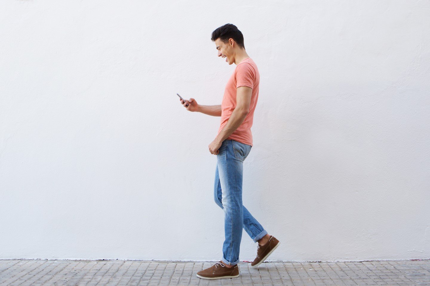 Gathering with old friends Walking And Reading Text Message